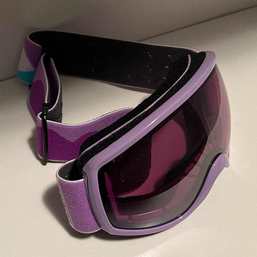 Purple ski goggles
